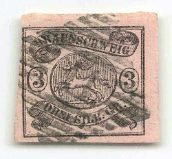 1853, 3 Sgr. schw. / rosaweiß, Wappen im Oval, lupen- bis ...