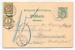AUSLANDSGANZSACHE: 1893, 5 Pf. grün, Wappen, Ganzsachen-Antwortteil ...