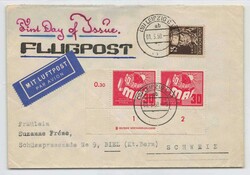 1950, waagerechtes Paar 30 Pf., 1. Mai, Tag der Arbeit, aus der ...