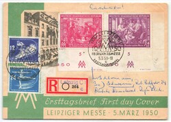 1950, 24 + 12 und 30 + 14 Pf., Frühjahrsmesse Leipzig, BEIDE WERTE ...