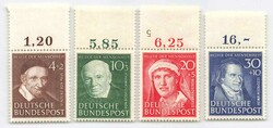 1951, 4 + 2 bis 30 + 10 Pf., Helfer der Menschheit (II), komplette ...