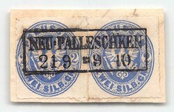 1861, zweimal 2 Sgr. blau, Wappen, durchstochen, mit klarem zentrisch ...