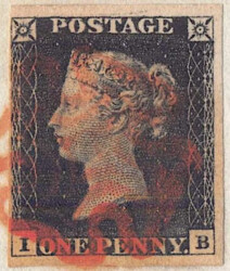 1840, 1 P. tiefschwarz, Königin Victoria, "Penny Black", Type I, ...