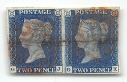 1840, zweimal 2 P. tiefblau, Königin Victoria, waagerechtes Paar, ...