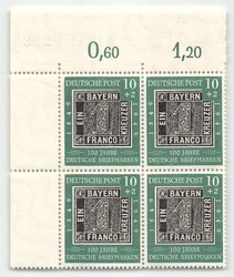 1949, 10 + 2 Pf., 100 Jahre deutsche Briefmarken, postfrisch, ...