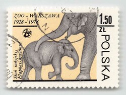 1978, 1,50 Zl., 50. Jahrestag des Warschauer Zoos, Elefanten, ...