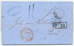 1865, Brief mit Barfrankierung von Warschau (Bhf) an die Gebrüder ...