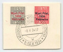 1934, 20 und 30 Gr., Briefmarkenausstellung Kattowitz, mit schwarzem ...