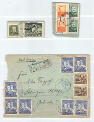 1950, Lot mit zwei Briefstücke und ein Brief, mit ...