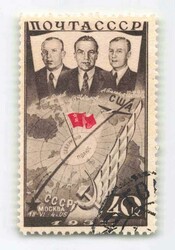 1938, 40 Kop., Transpolarflug, Plattenfehler „Flagge nach rechts ...