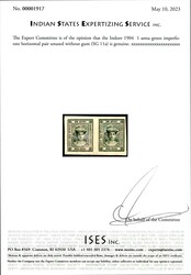 Indore 1904 1 anna green imperforate horizontal pair unused without ...