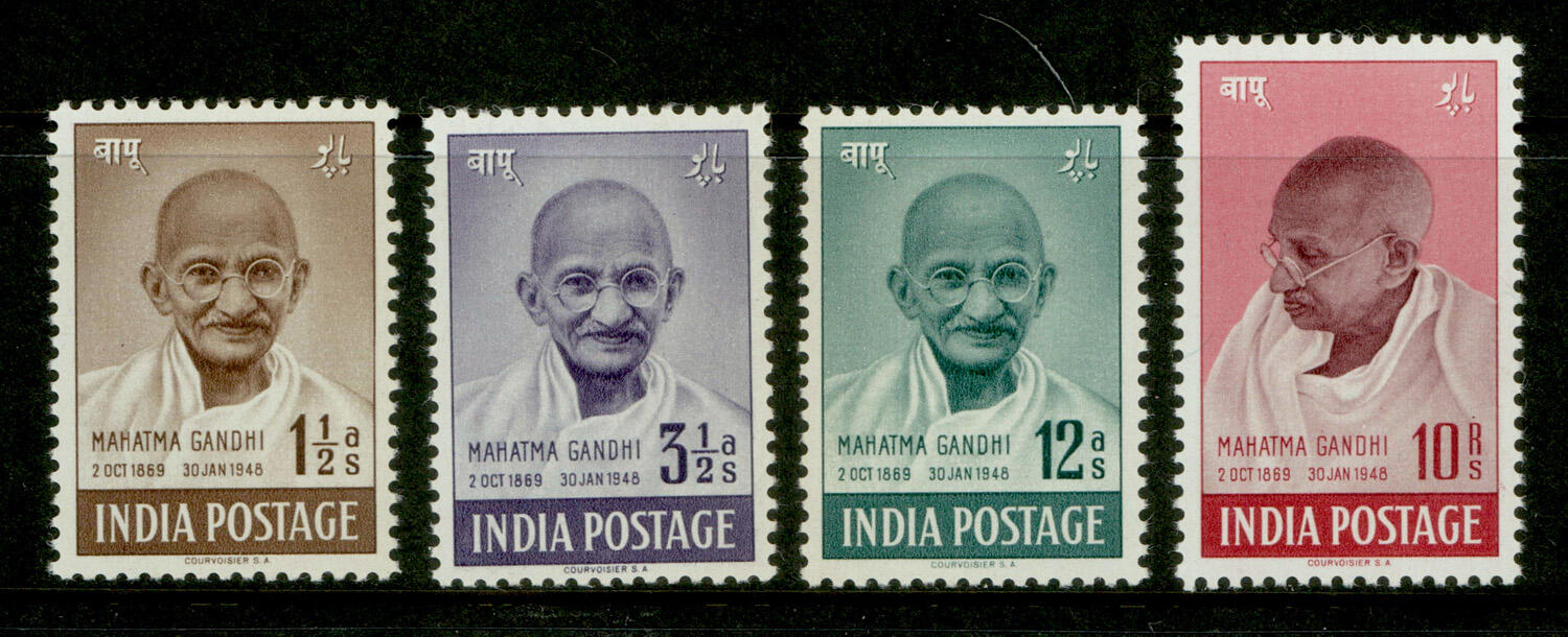 India 1948 Gandhi: complete set MNH, fine. SG 305/308 £425