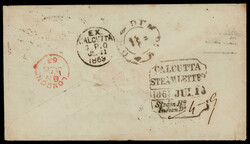 India 1863 incoming cover from UK f.w. 9d to Dum Dum with boxed ...