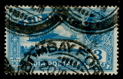 India 1929 GV 3a Airmail, variety: "Q" for "O" in POSTAGE, used. SG ...