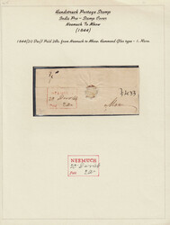 India 1844 (Dec 20) NEEMUCH Paid Giles 1 on folded letter to Mhow