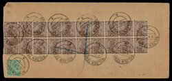 India 1931 GV 1a (blk/16 + strip/5 + blk/4) + ½a, each cancelled by ...