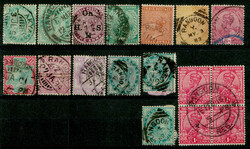 India used in Burma: AKYAB and RANGOON cancels on various stamps on a ...