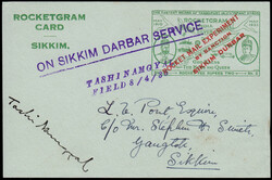 India Rocket Mail: Sikkim Durbar Rocket Experiments: 1935 (Apr. 8) ...