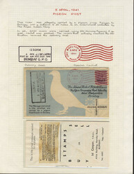 India Pigeongram: 1941 Kalyan-Bombay First Missive with message