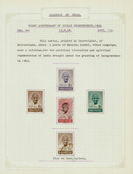 India 1948 Gandhi: complete set used, mounted on sheet, including an ...