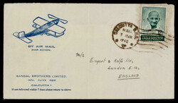 India 1948 Gandhi: 12a on 16 Sep 48 airmail cover from Calcutta to ...