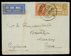 India 1929 GV 6a Airmail, variety: flaw on "I" of INDIA, Dave type 28 ...