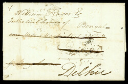 India 1827 (Jul 8) KEDGREE POST OFFICE SHIPLETTER Giles S2 on folded ...