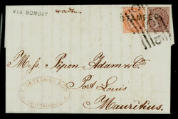 India used in Bangladesh: 1882 cover from Chittagong with "T. ...