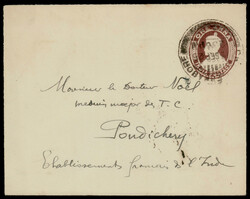 India used in French India: CHANDERNAGORE killer cds on 1925 GV 1a ...