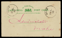 India used in French India: MAHE curved line within single circle ds ...