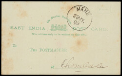 India used in French India: MAHE cds on 1903 EI service postcard to ...