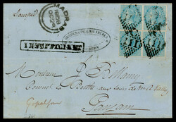 India used in French India: C/111 Pondicherry type 6 cancels on 1858 ...