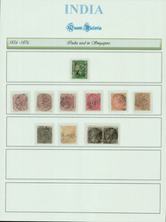 India used in Singapore: B/172 cancels on various QV stamps on page ...