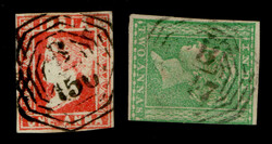 India used abroad: B156 cancel of Rangoon on 1854 1a imperf, and ...