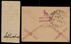 India Pigeongram No.1 - 1931 (18th Feb) Asansol to Calcutta carried ...