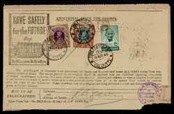 India 1948 Gandhi 12a + GVI 2r + 1r on telegram form used from ...