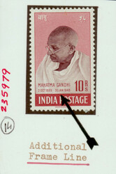 India 1948 Gandhi 10r, purple-brown and lake, variety: additional ...