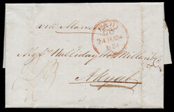 India 1851 (Jun 24) CALCUTTA Bearing Giles 22 on incoming folded ...
