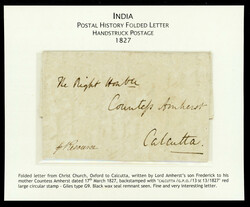 India 1827 (Mar 17) CALCUTTA G.P.O. Giles G9 on incoming folded ...