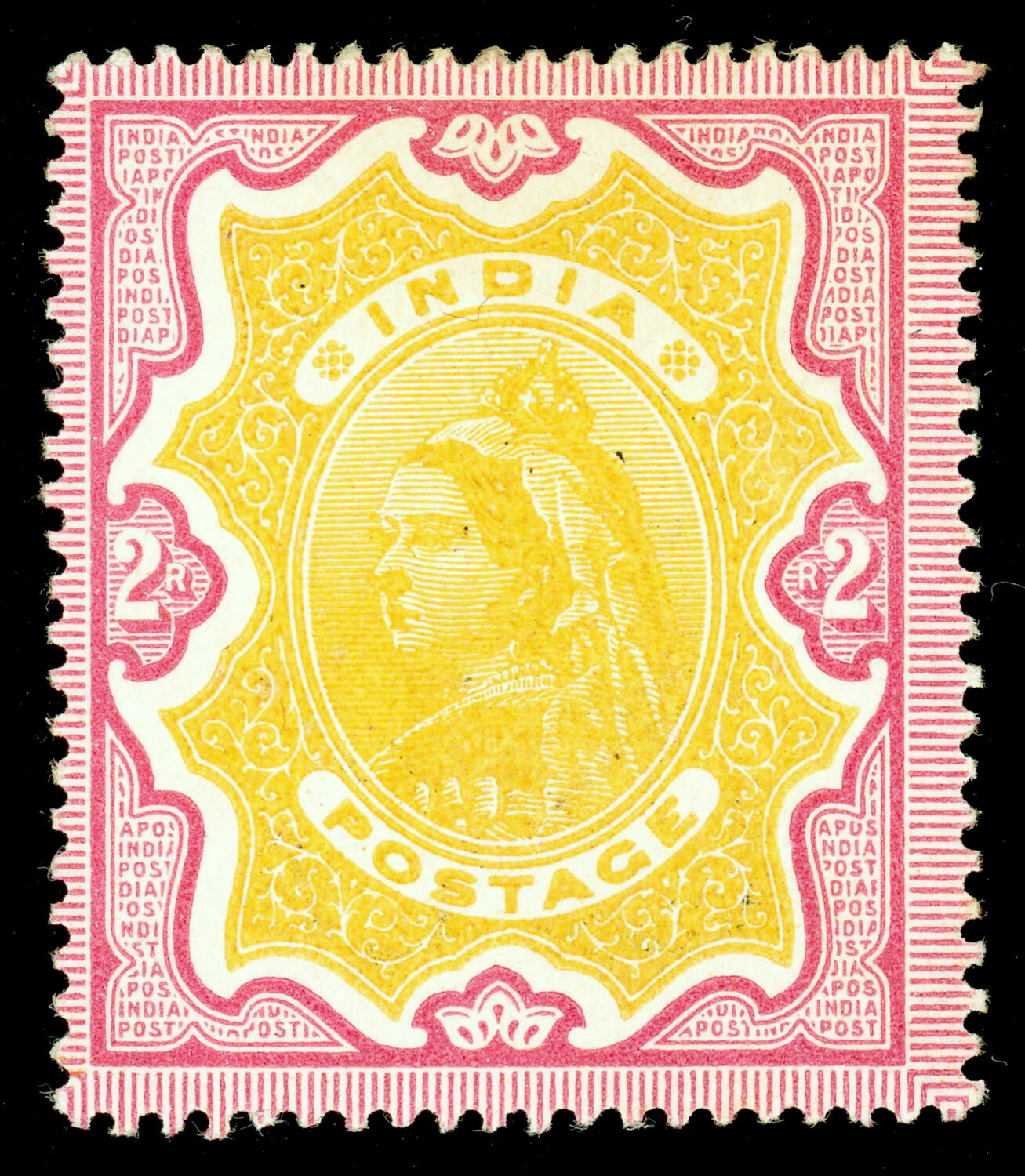 India Color Trial of the 1895 QV 2r in golden-yellow and red. ...