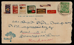 India 1917 GV Cadbury multicolor advertizing cover to Kondanoor