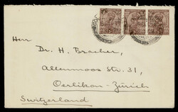 India 1929 GOLDEN TEMPLE grilled circle cancel on cover to Switzerland