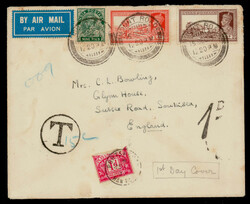 India 1937 (Dec 15) GVI 2a + 4a along with GV 9p on First Day Cover ...