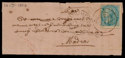 India used in French India: QV ½a tied by PONDICHERRY/111 duplex on ...