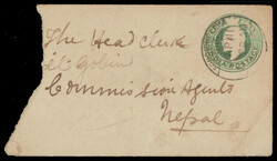 India used in French India: Edward ½a postal stationery envelope ...