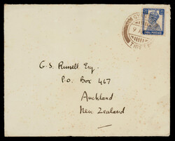 India used in Tibet: GVI 3½a on cover to New Zealand tied by GYANTSE ...