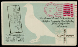 India Pigeongram: 1941 (Apr 5) KALYAN FIRST PIGEON MISSIVE cover from ...