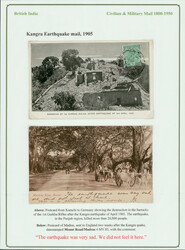India 1905 Kangra Earthquake picture postcards, one showing the ...