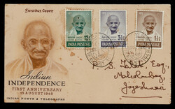 India 1948 (Aug 15) Gandhi 1½a-12a on Official FDC from Bombay to ...