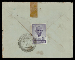 India 1948 (Aug 15) Gandhi 1½a + 12a on FDC from Nainital to UK. SG ...